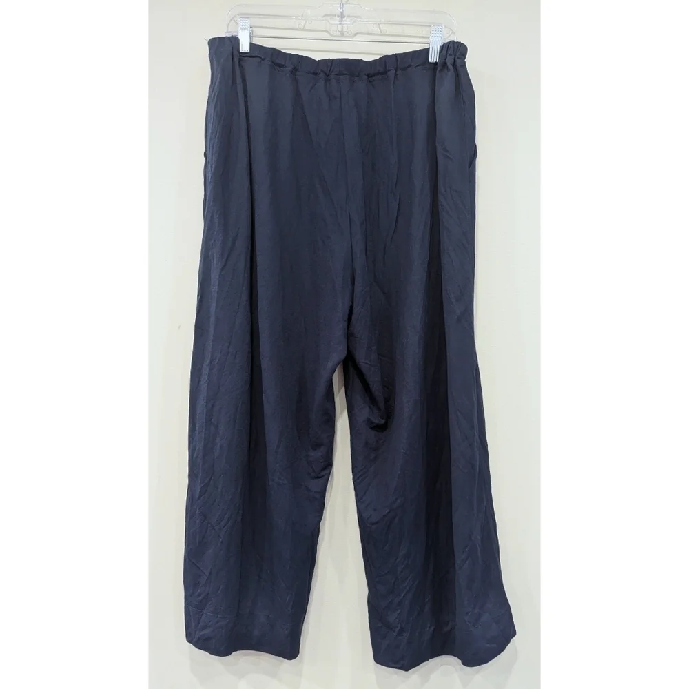 Alembika Blue Front Pocket Pull On Viscose Cropped Pants Size 6